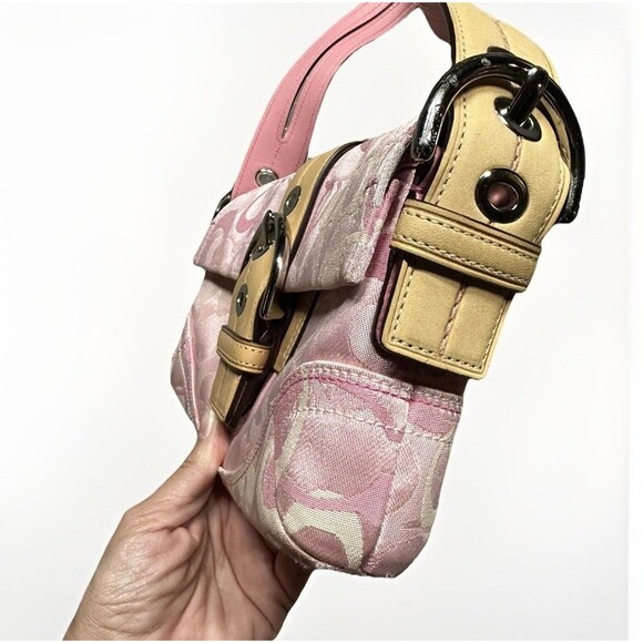 Coach Pink Signature Small Shoulder Bag M0533-10306 Y2K Style Canvas Purse - Picture 3 of 7